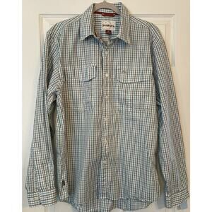 Simms‎ Fishing Shirt Mens MED Blue/Gray Long Sleeve Button Up Outdoors Camping